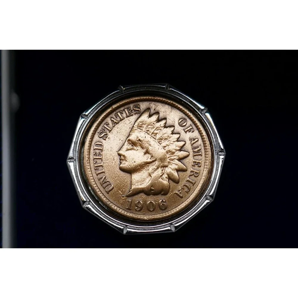 Swank 1905 1906 Indian Head Penny Coin Cufflinks